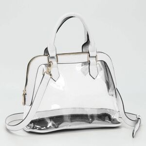 White Structured Transparent Clear Handbag Crossbody Bag Purse Leather
